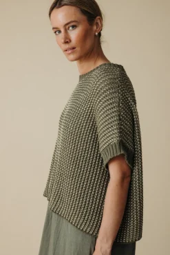 Talamaya Tops|Sunray Rib Crop Pullover - Dusty Olive