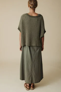 Talamaya Tops|Sunray Rib Crop Pullover - Dusty Olive