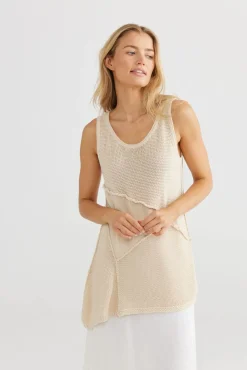 The Shanty Tops|Knitwear|Milano Knit Singlet - Ecru