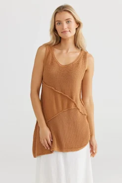 The Shanty Tops|Knitwear|Milano Knit Singlet - Tan