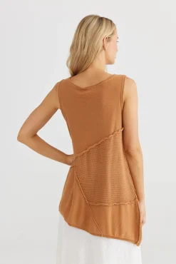 The Shanty Tops|Knitwear|Milano Knit Singlet - Tan