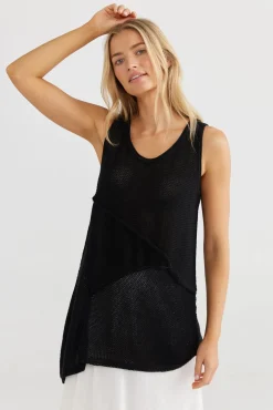 The Shanty Tops|Knitwear|Milano Knit Singlet - Black