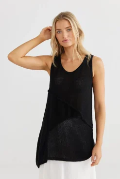 The Shanty Tops|Knitwear|Milano Knit Singlet - Black