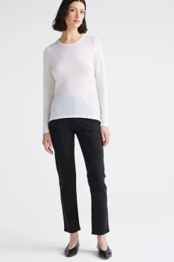 Toorallie Tops|Knitwear|Crew Merino Tee - Warm White