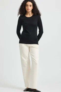 Toorallie Tops|Knitwear|Crew Merino Tee - Black