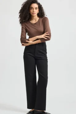Toorallie Tops|Knitwear|Crew Merino Tee - Espresso