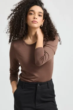 Toorallie Tops|Knitwear|Crew Merino Tee - Espresso