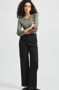 Toorallie Tops|Knitwear|Crew Merino Tee - Bay Leaf