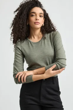 Toorallie Tops|Knitwear|Crew Merino Tee - Bay Leaf