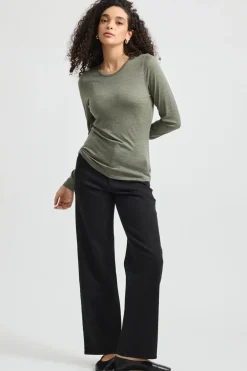 Toorallie Tops|Knitwear|Crew Merino Tee - Bay Leaf