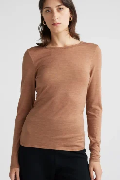 Toorallie Tops|Knitwear|Crew Merino Tee - Sand Dune