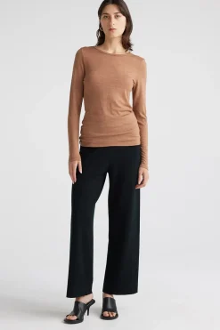 Toorallie Tops|Knitwear|Crew Merino Tee - Sand Dune
