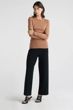 Toorallie Tops|Knitwear|Crew Merino Tee - Sand Dune