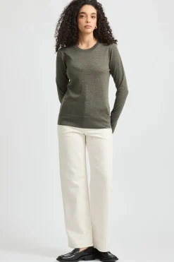 Toorallie Knitwear|Fine Merino Crew - Bay Leaf