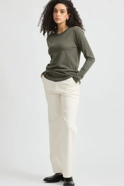 Toorallie Knitwear|Fine Merino Crew - Bay Leaf