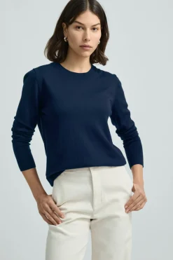 Toorallie Knitwear|Fine Merino Crew - Navy
