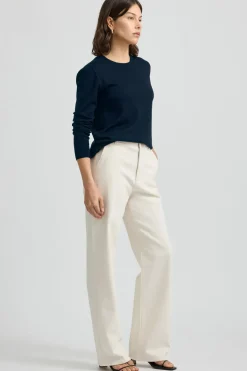 Toorallie Knitwear|Fine Merino Crew - Navy