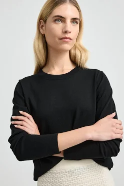 Toorallie Knitwear|Fine Merino Crew - Black