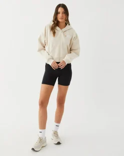 Upstate Jumpers|Zip Through Cropped Hoodie- Chalk Multi