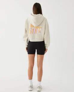 Upstate Jumpers|Zip Through Cropped Hoodie- Chalk Multi