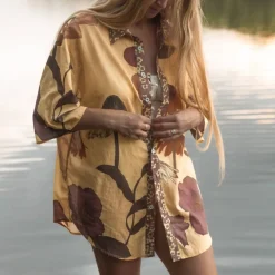 Wandering Folk Toggle Menu|Tops|Glades Over Swim Shirt - Chamomile