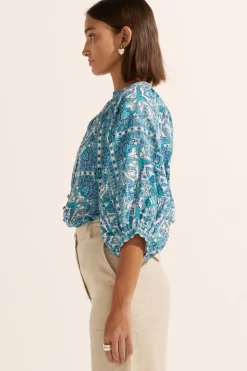 Zoe Kratzmann Tops|Hanker Top - Sapphire Tile