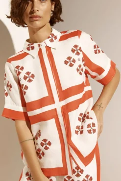 Zoe Kratzmann Tops|Pixel Top - Tamarillo Scarf