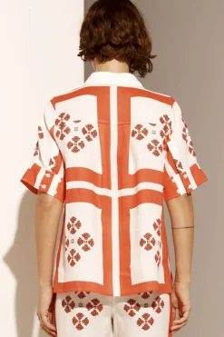 Zoe Kratzmann Tops|Pixel Top - Tamarillo Scarf