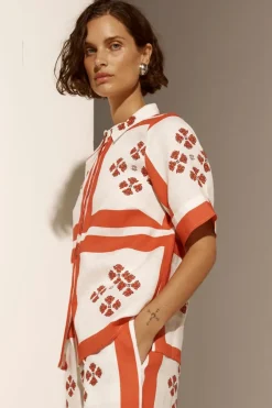 Zoe Kratzmann Tops|Pixel Top - Tamarillo Scarf