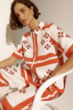 Zoe Kratzmann Tops|Pixel Top - Tamarillo Scarf